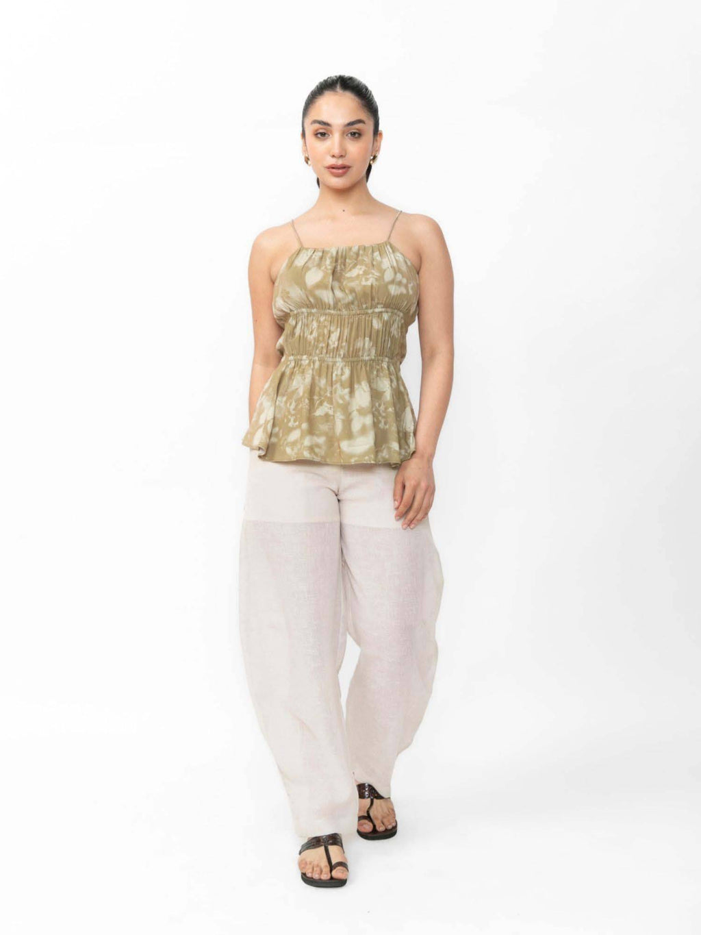 Printed Crepe Peplum Cami Top | pt51 - view 3