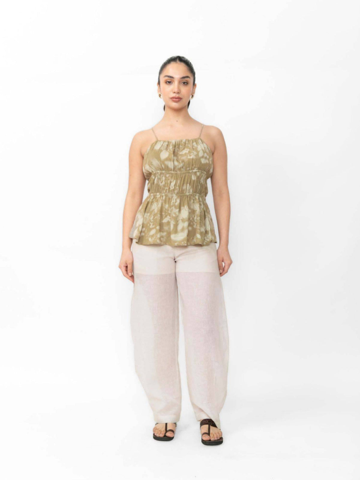 Printed Crepe Peplum Cami Top | pt51 - view 4