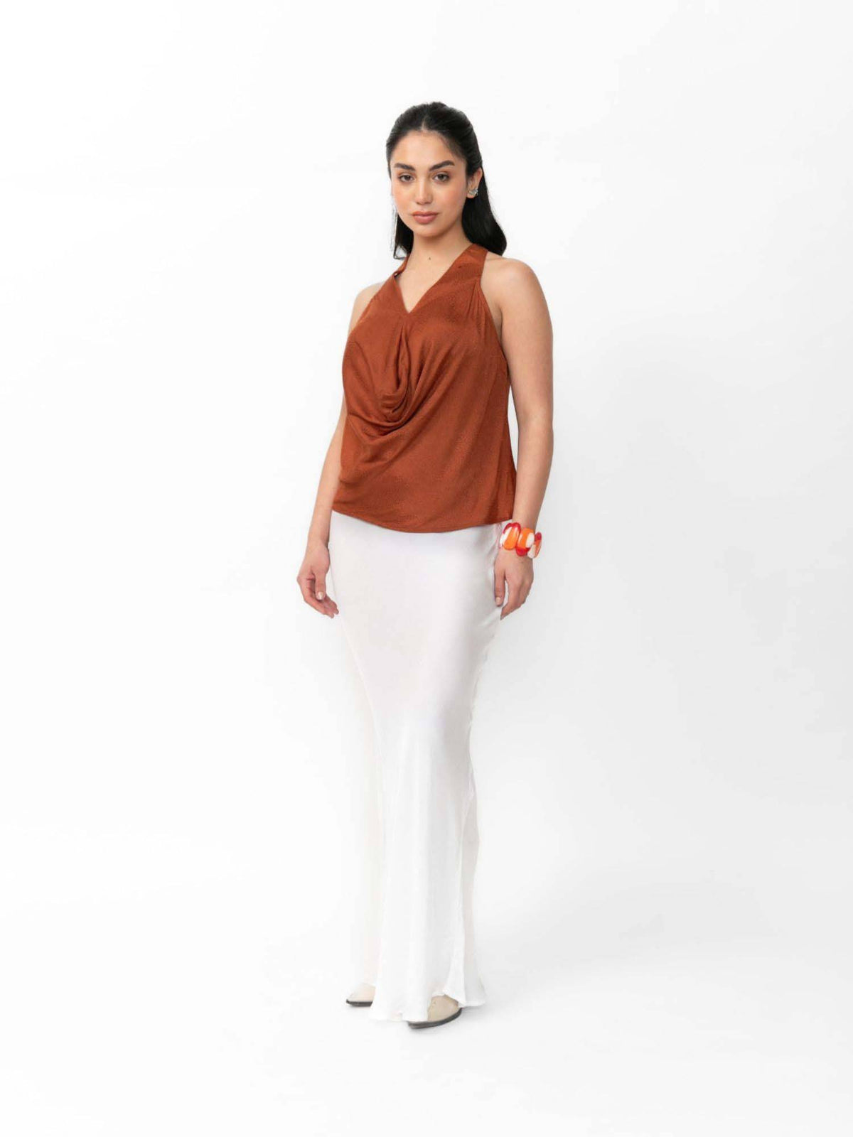 Jacquard Cowl Neck Halter Top | HT67 - view 4