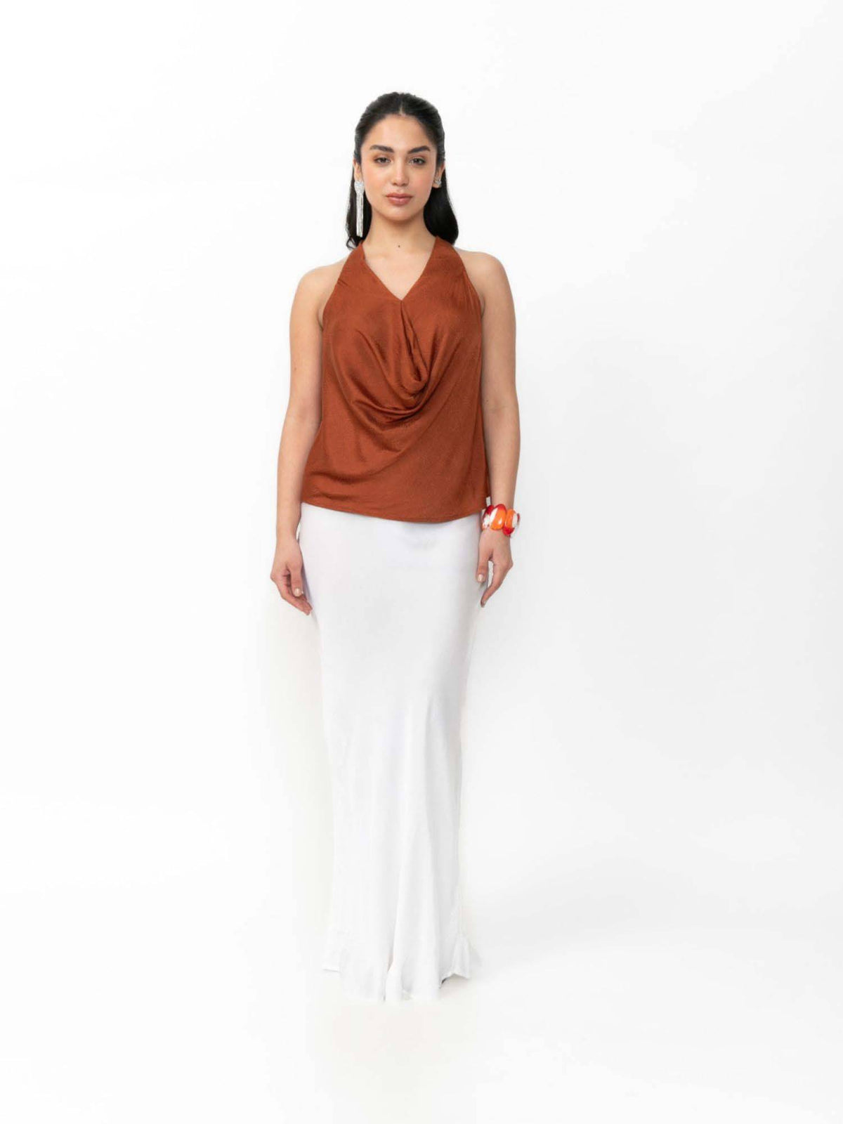 Jacquard Cowl Neck Halter Top | HT67 - view 5