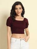 Wine Smocking Crop Top | CT61 - view 1