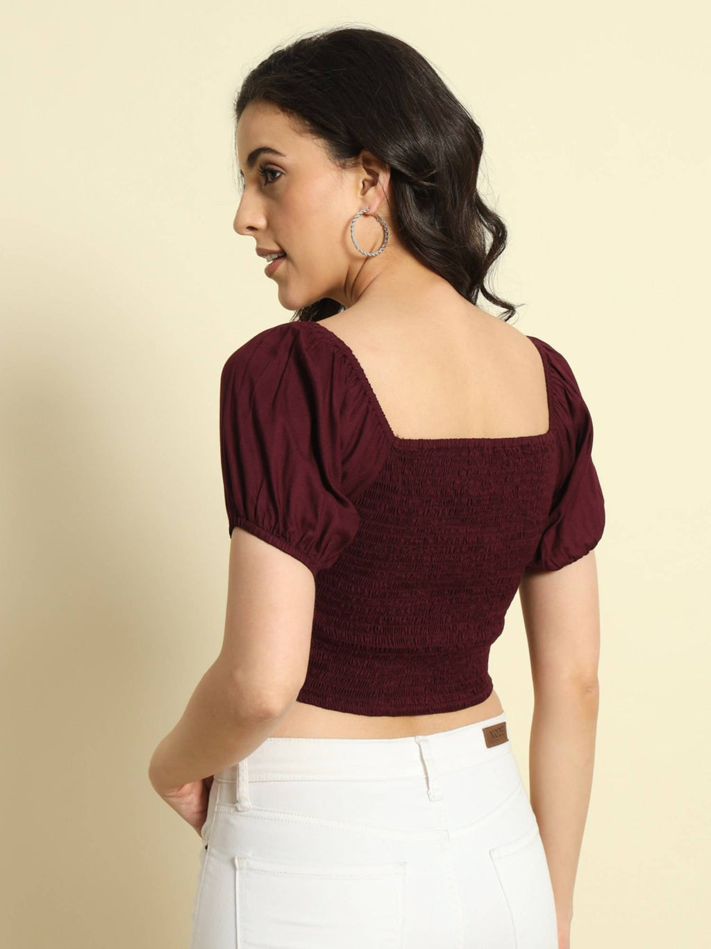 Wine Smocking Crop Top | CT61 - view 2