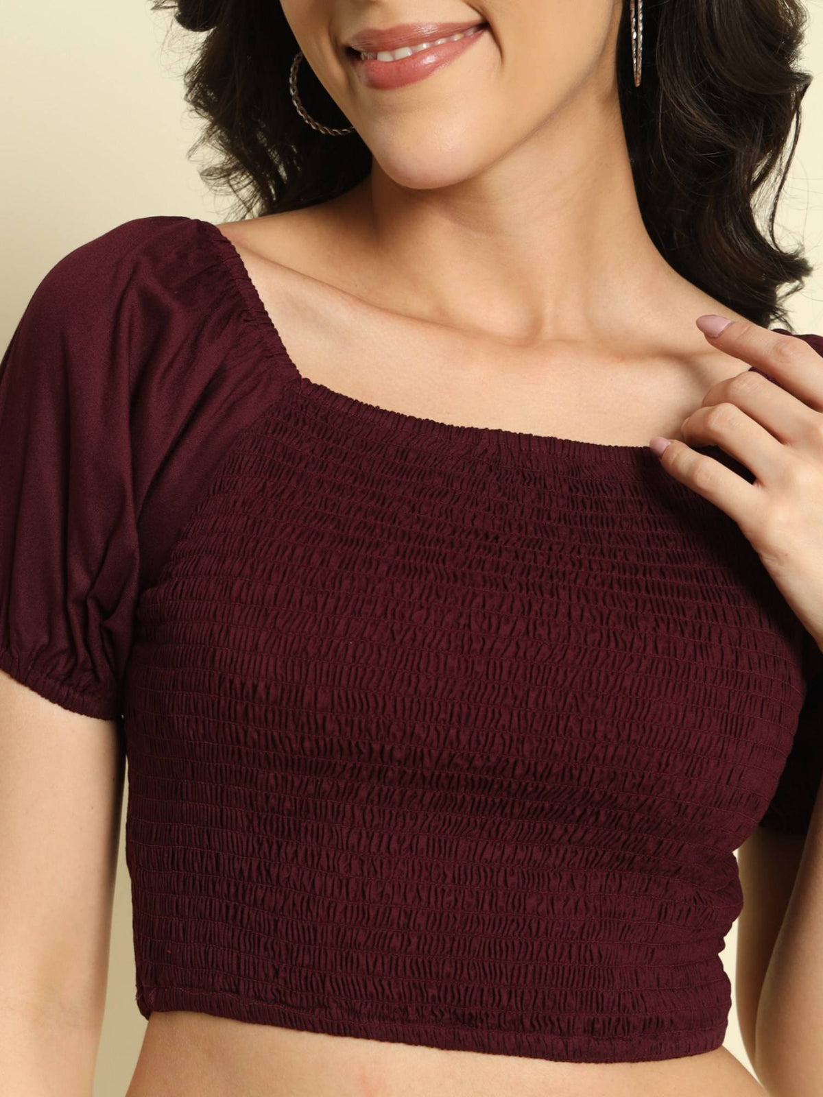 Wine Smocking Crop Top | CT61 - view 6