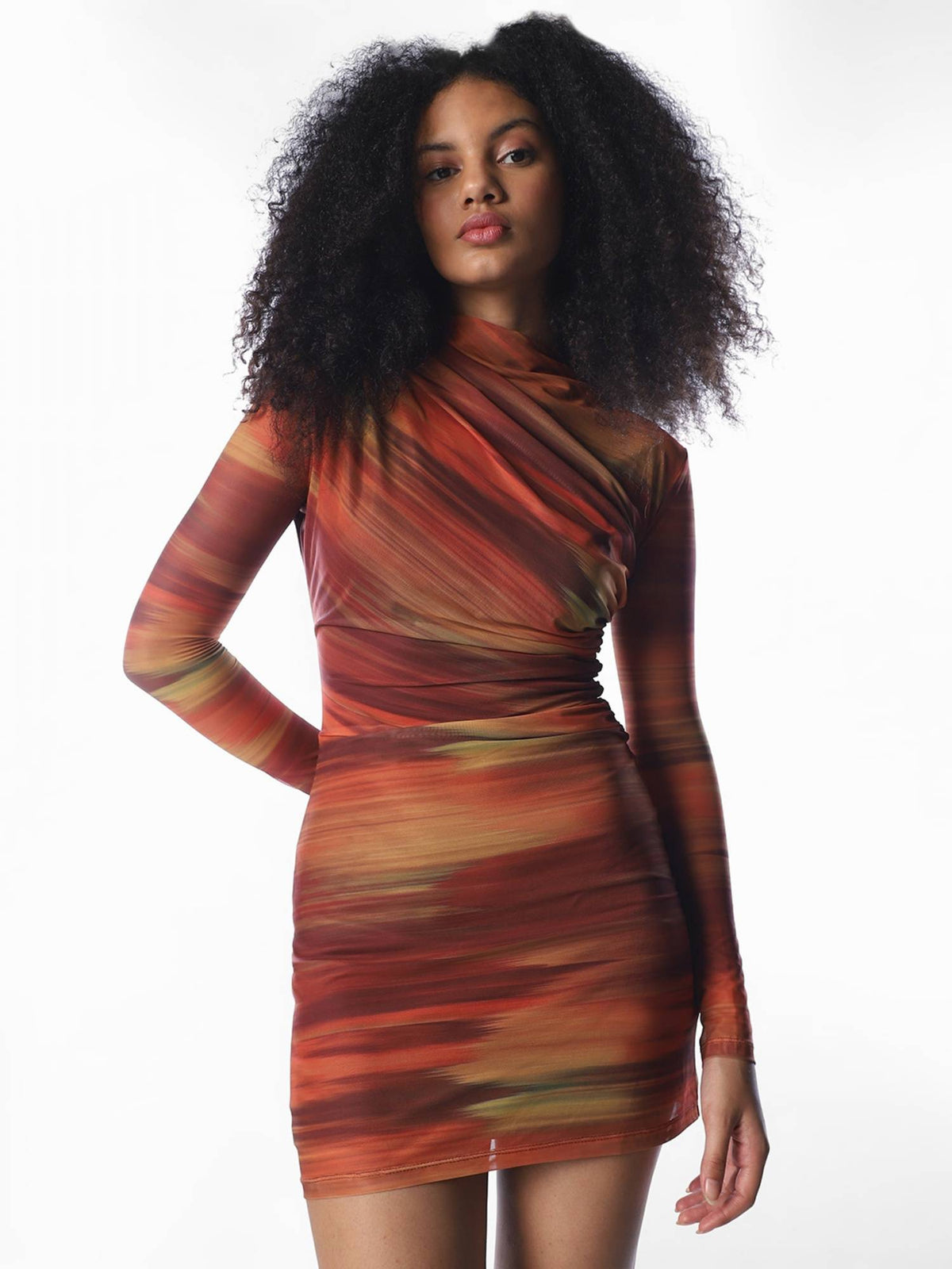 Women Abstract Print Bodycon Multicolor Dress | D56 - view 4