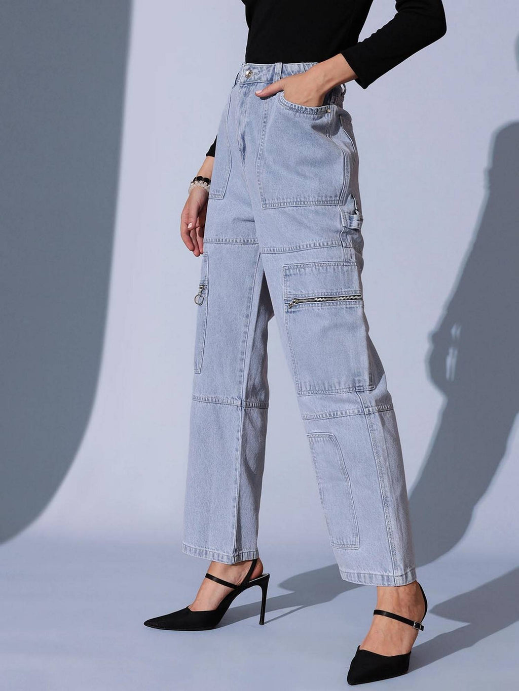Blue Wide Leg Cargo Jean | ST23 - view 3