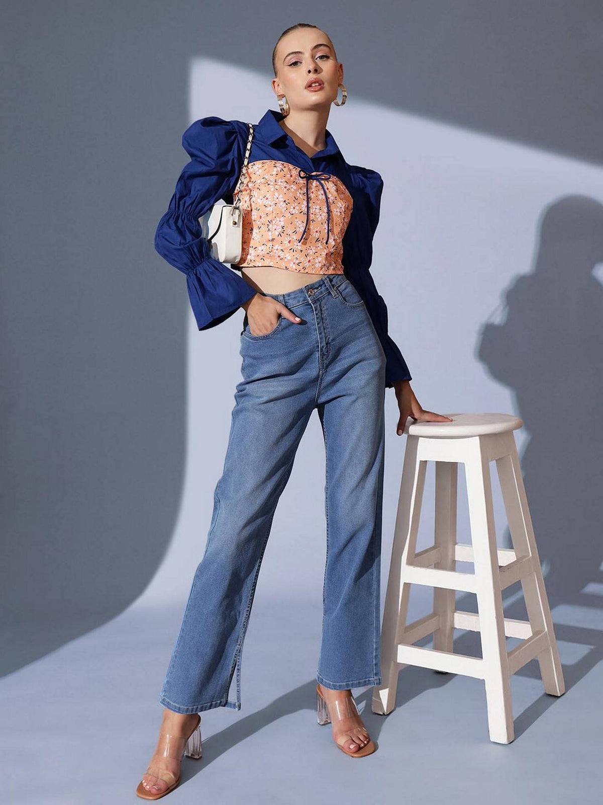 Wide Leg Blue Denim Jean | WL90 - view 1