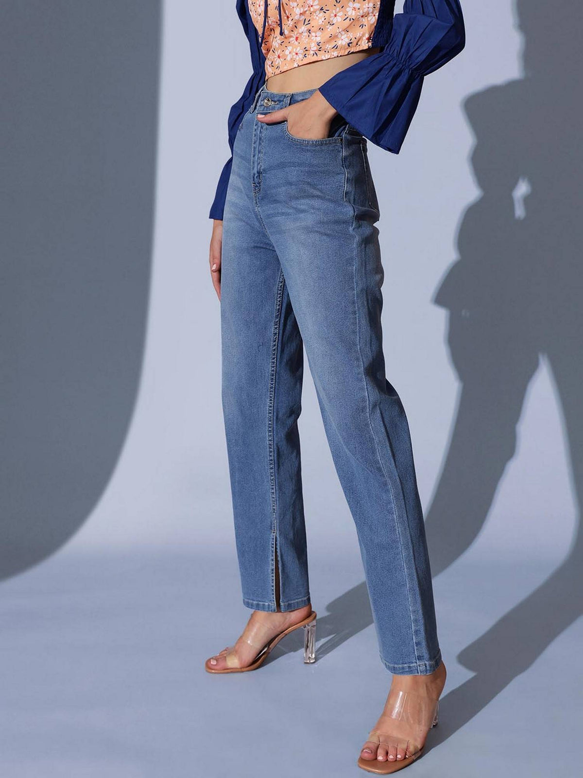 Wide Leg Blue Denim Jean | WL90 - view 2