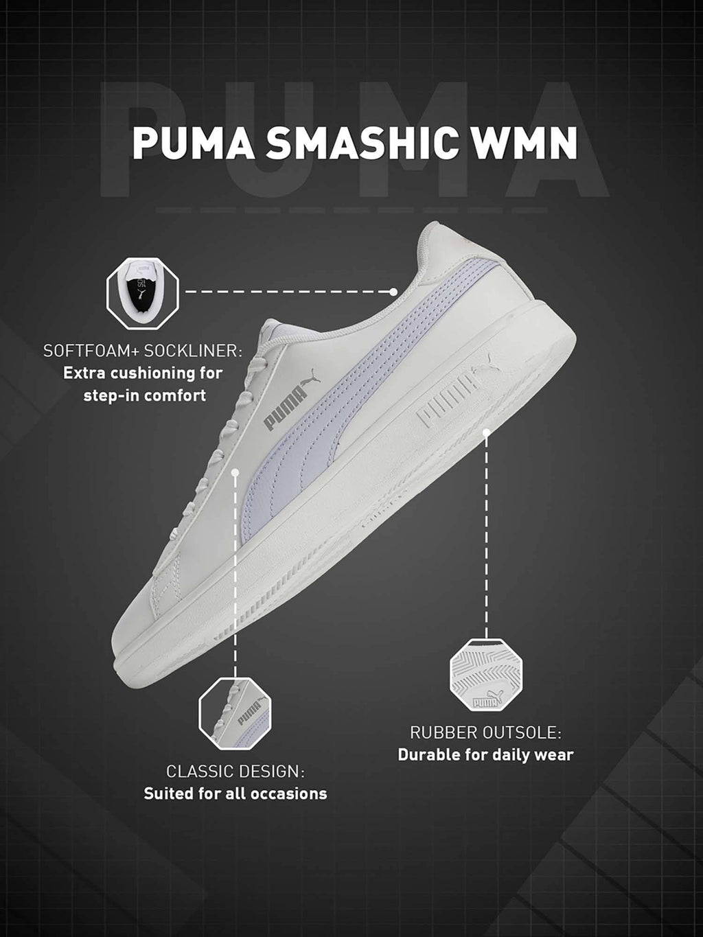 Smashic Womens White Sneakers | SN09 - view 9