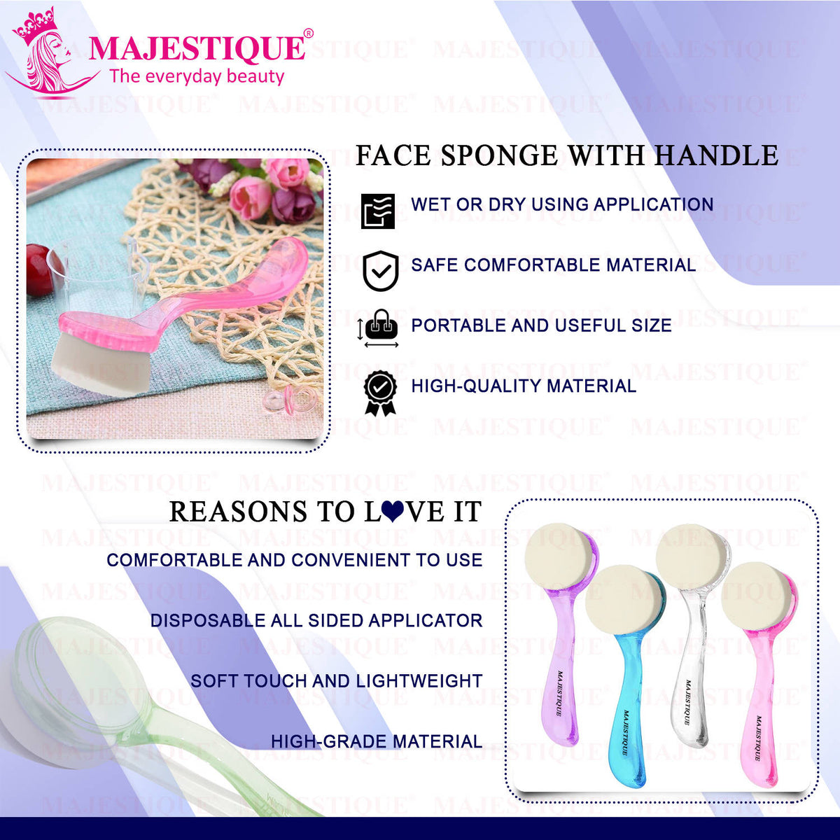 Makeup Puff With Handle, Latex Dry Wet Dual-Purpose Face Sponge - Color May Vary | C83 - view 4