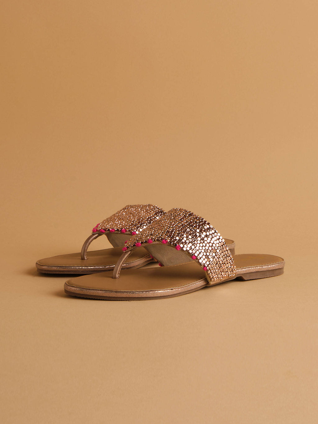 Embellished Rosegold Aimee Flats | F61 - view 1