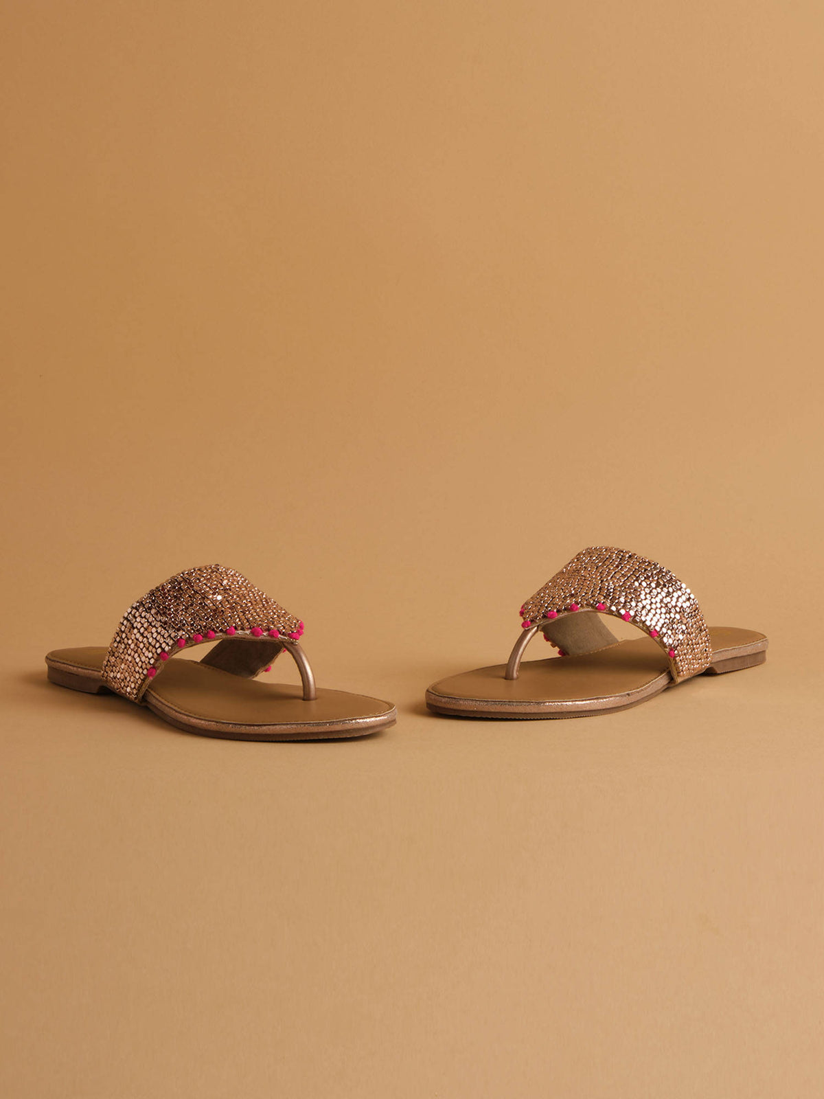 Embellished Rosegold Aimee Flats | F61 - view 2