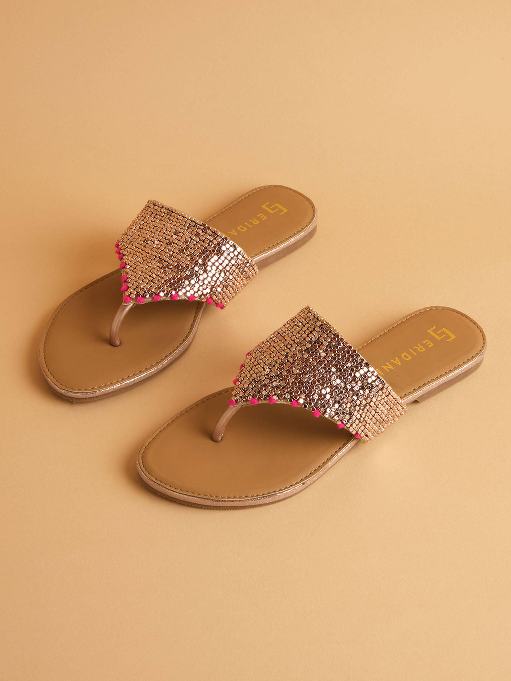Embellished Rosegold Aimee Flats | F61 - view 4