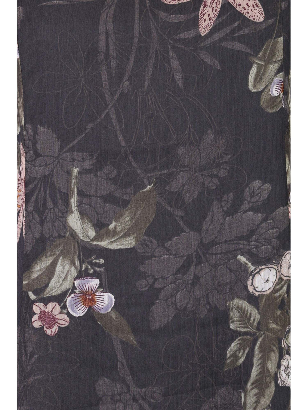 Black Floral Printed Chiffon Straight Kurta | KDG - view 2