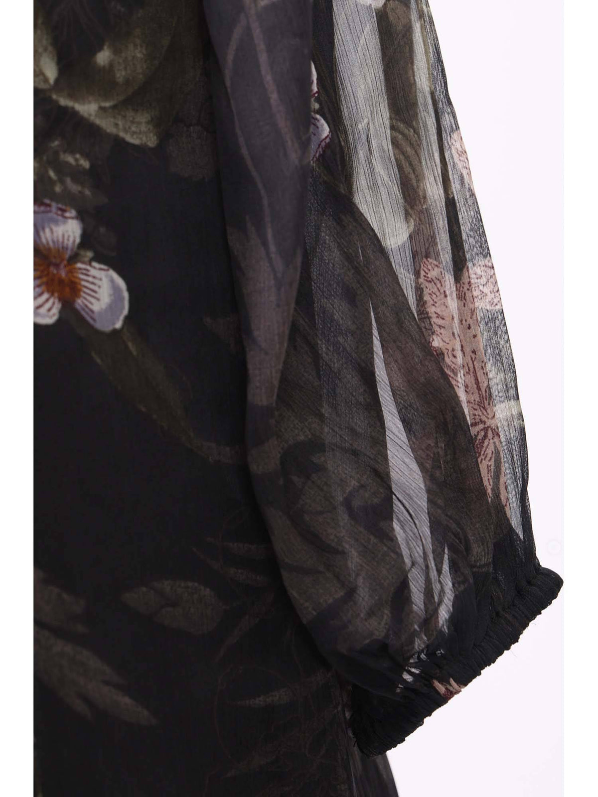Black Floral Printed Chiffon Straight Kurta | KDG - view 7