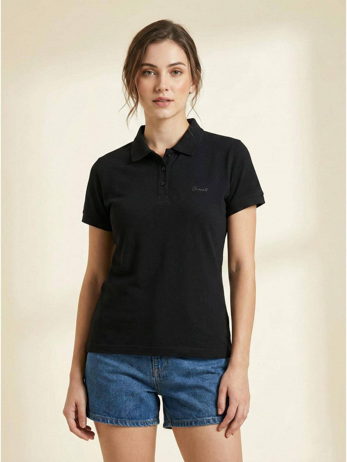 Brown Women Basic Collar Half Sleeve Polo T-shirt | PW43 - view 11