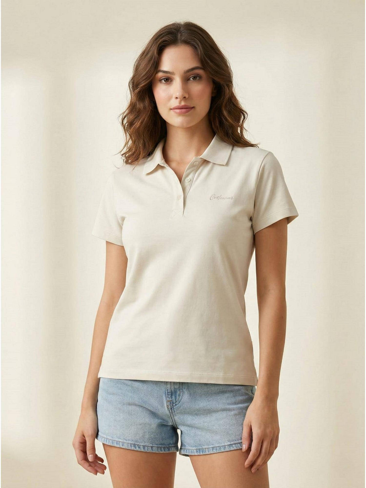 Brown Women Basic Collar Half Sleeve Polo T-shirt | PW43 - view 16