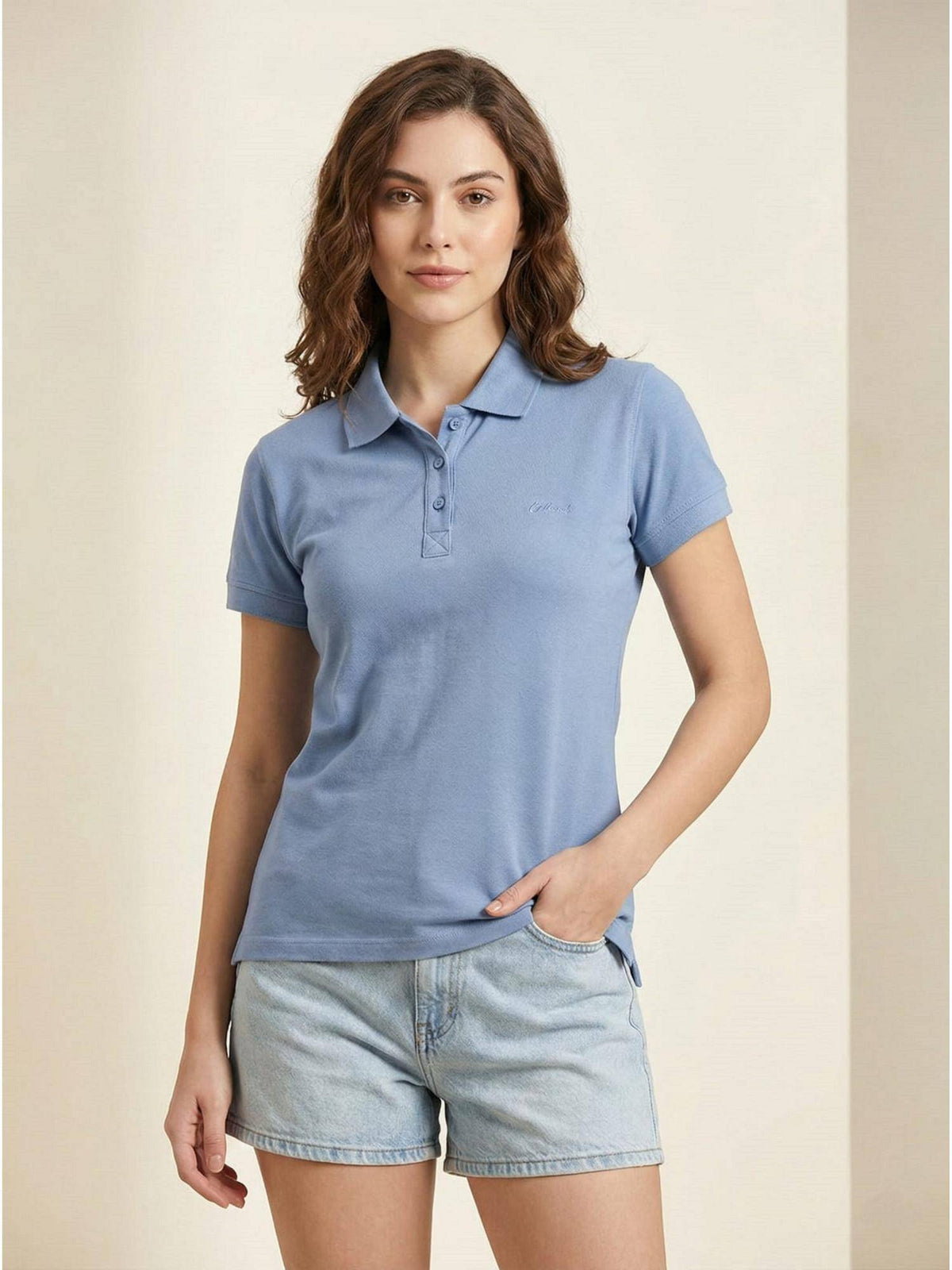 Brown Women Basic Collar Half Sleeve Polo T-shirt | PW43 - view 6