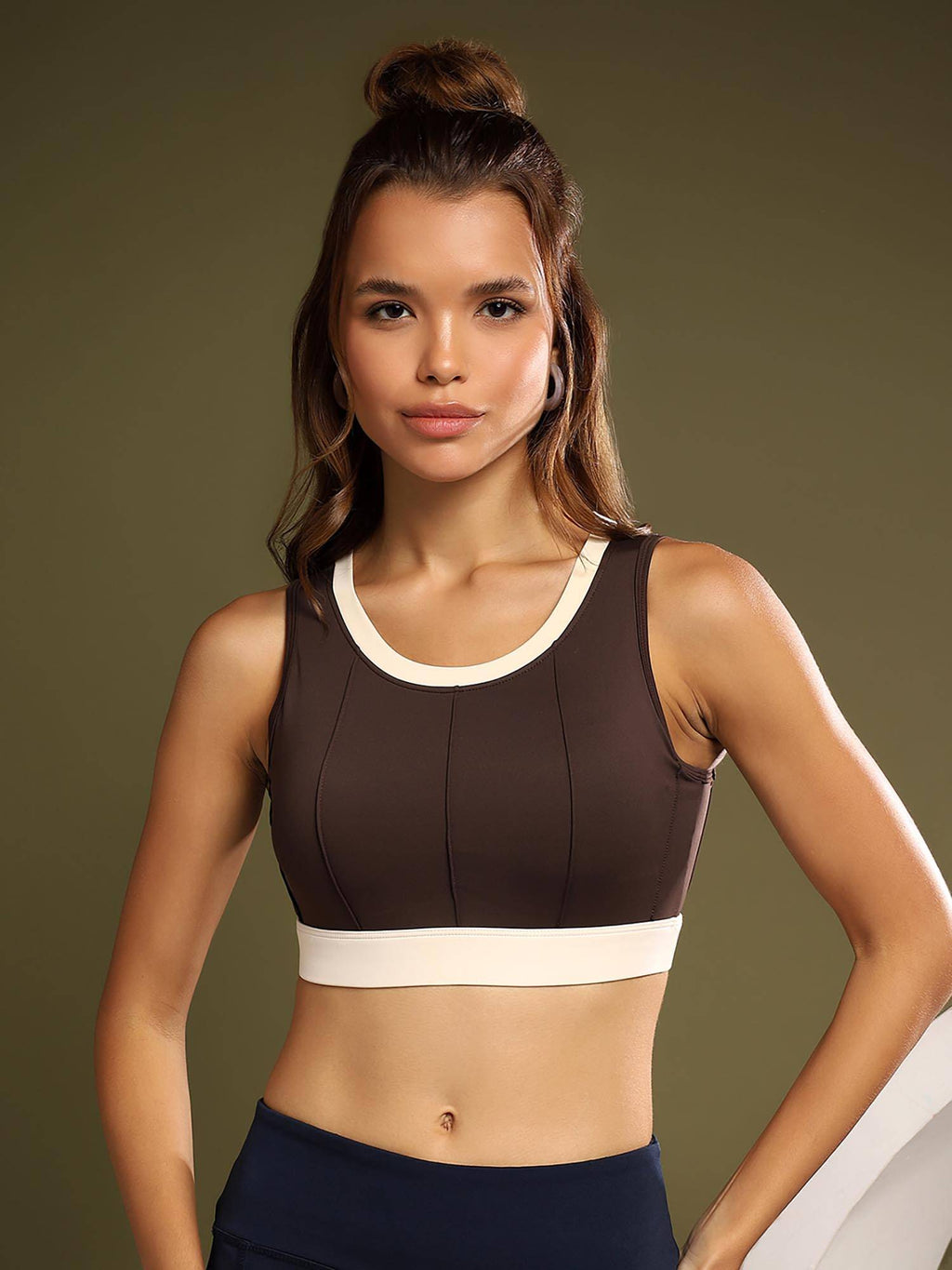 Women Brown 360 Degree Full Coverage High Impact Workout Full Sports Bra. | sb09 - view 1