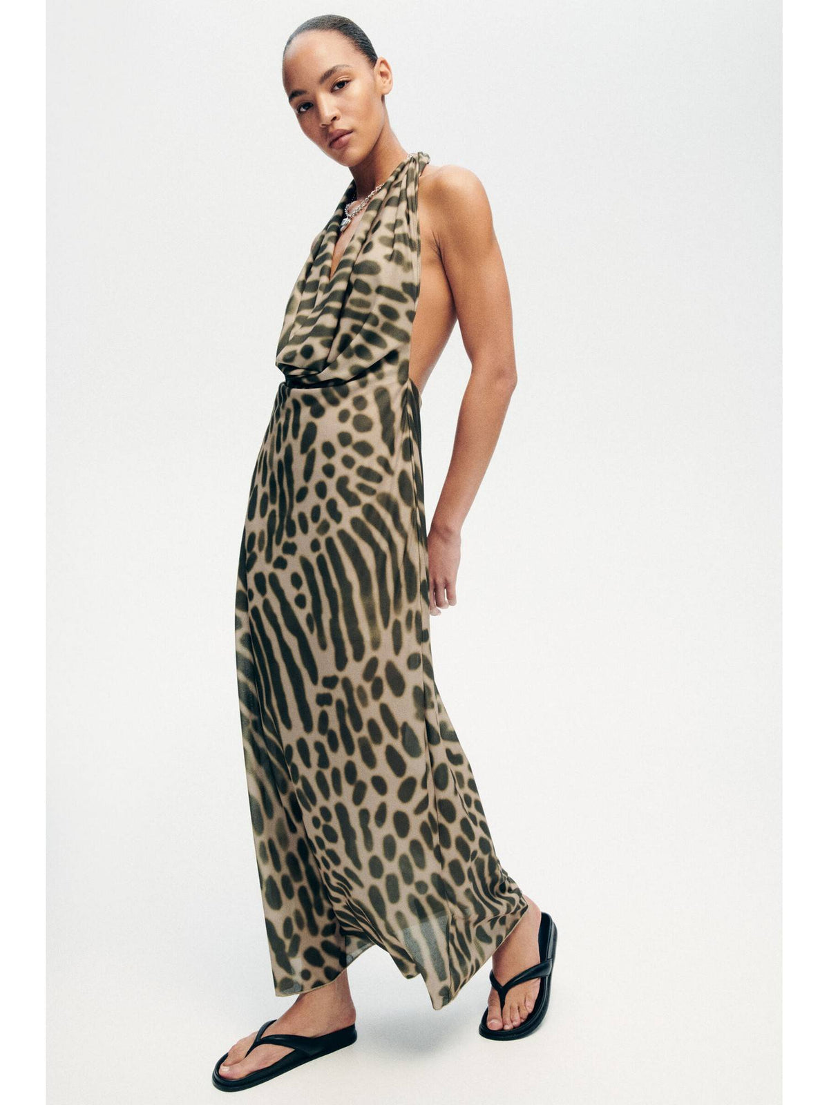 Women Black Cowl-Neck Maxi Dress | D56 - view 6
