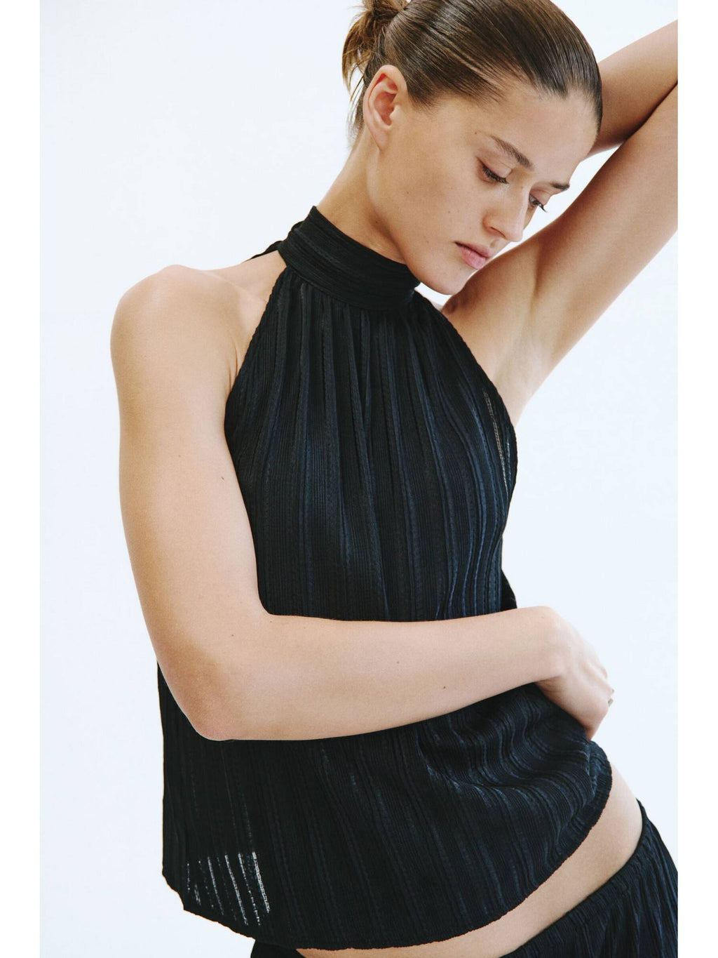Women Black Textured Jersey Top | HT67 - view 2