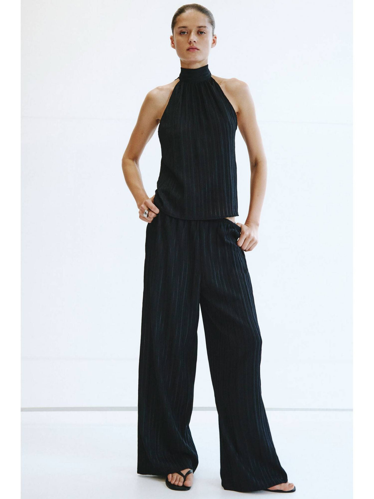 Women Black Textured Jersey Top | HT67 - view 3