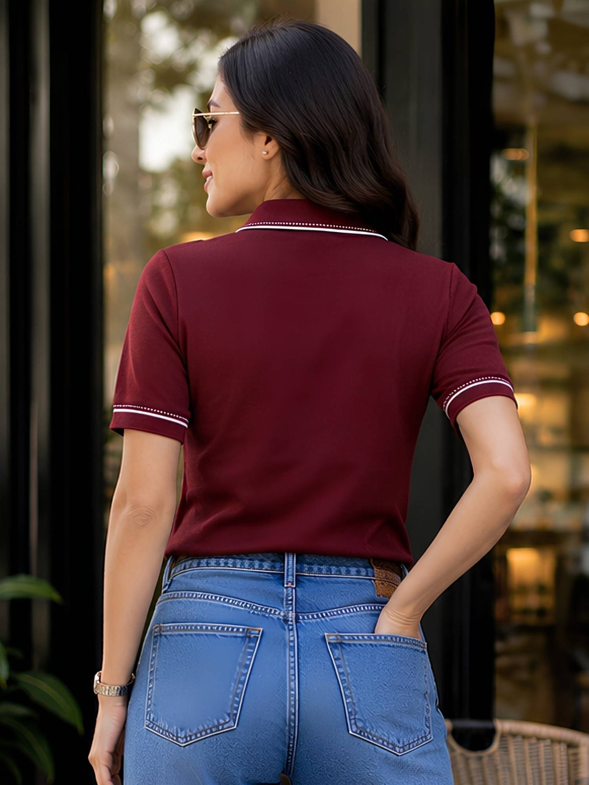 Women'S Solid Cotton Blend Half Sleeve Regular Fit Casual Polo T-Shirt | TS56 - view 2