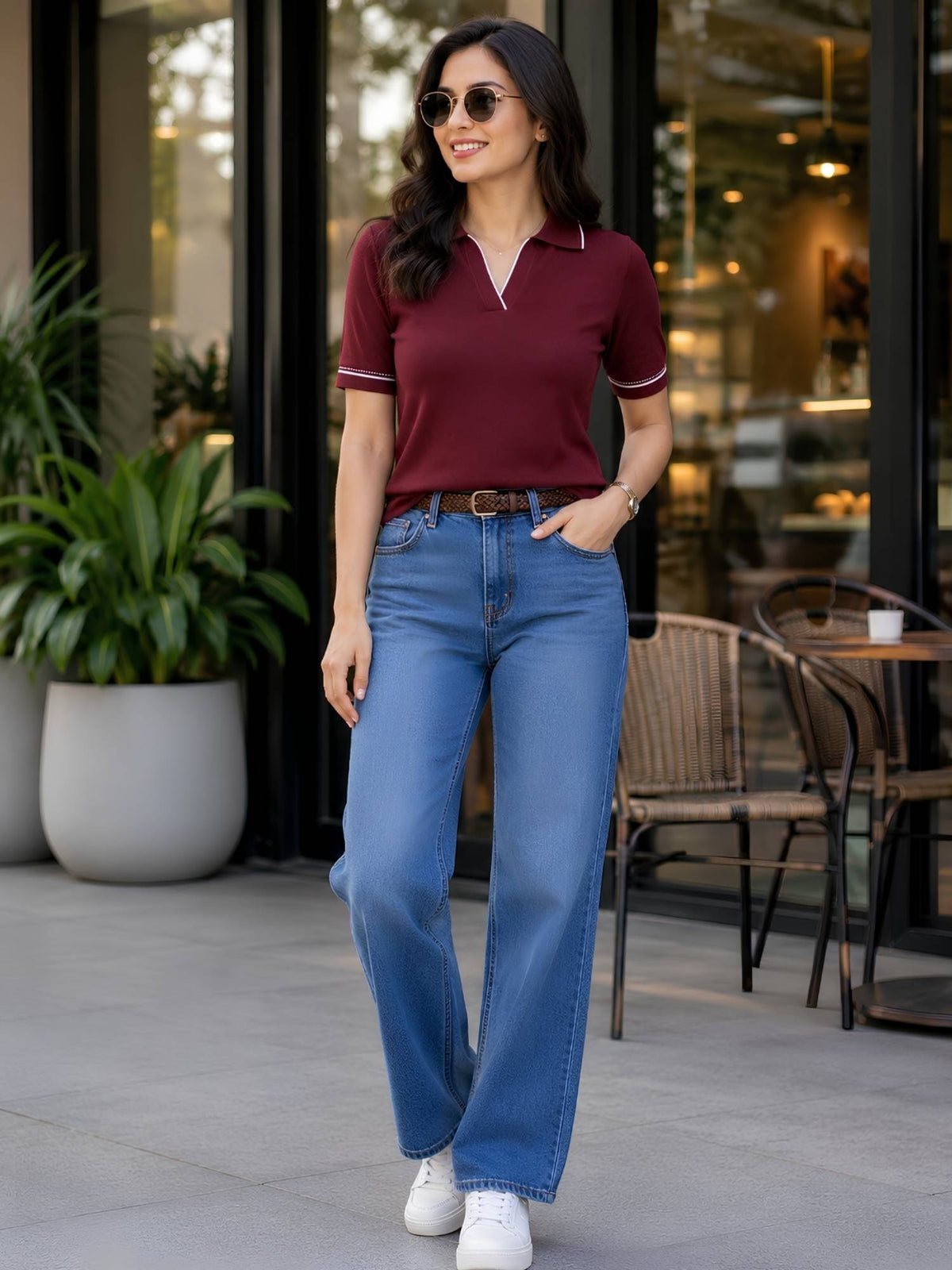 Women'S Solid Cotton Blend Half Sleeve Regular Fit Casual Polo T-Shirt | TS56 - view 4