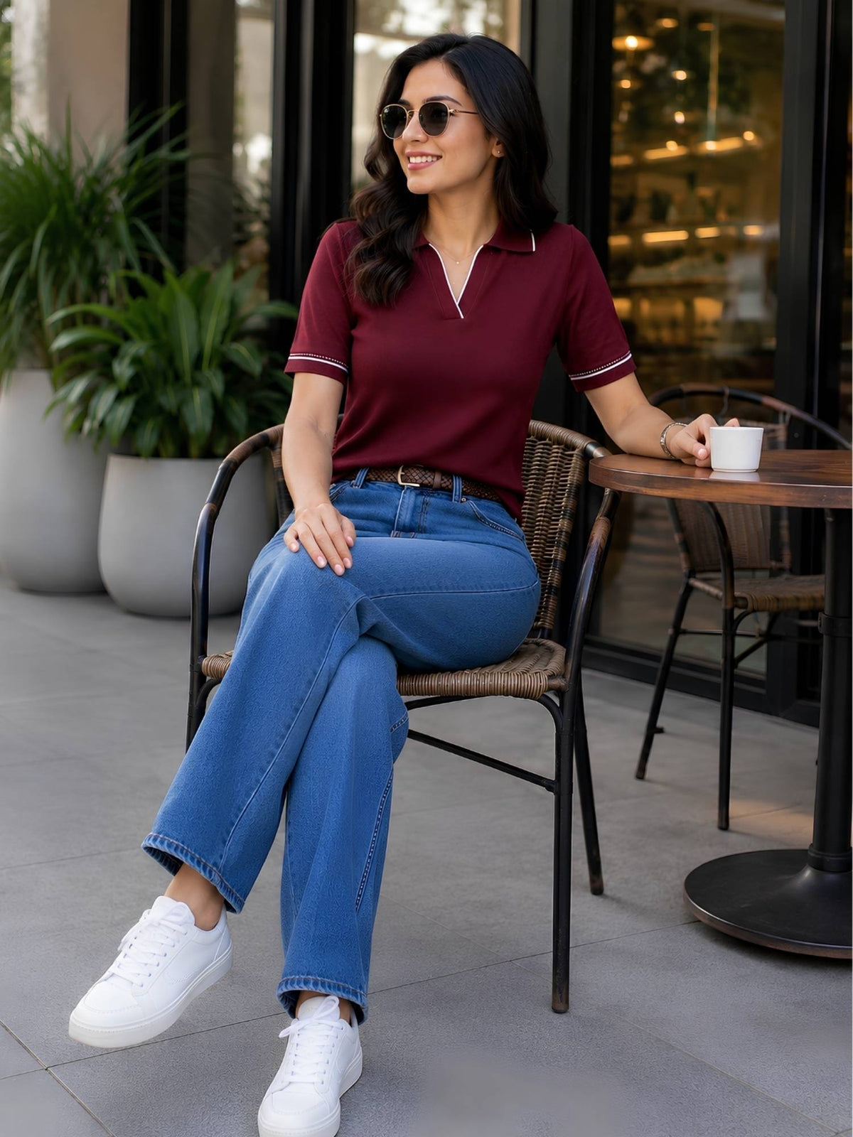 Women'S Solid Cotton Blend Half Sleeve Regular Fit Casual Polo T-Shirt | TS56 - view 5