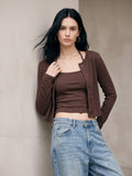 Brown Cold Shoulder With Halter Strapped Top & Shrug | CT61 - view 1