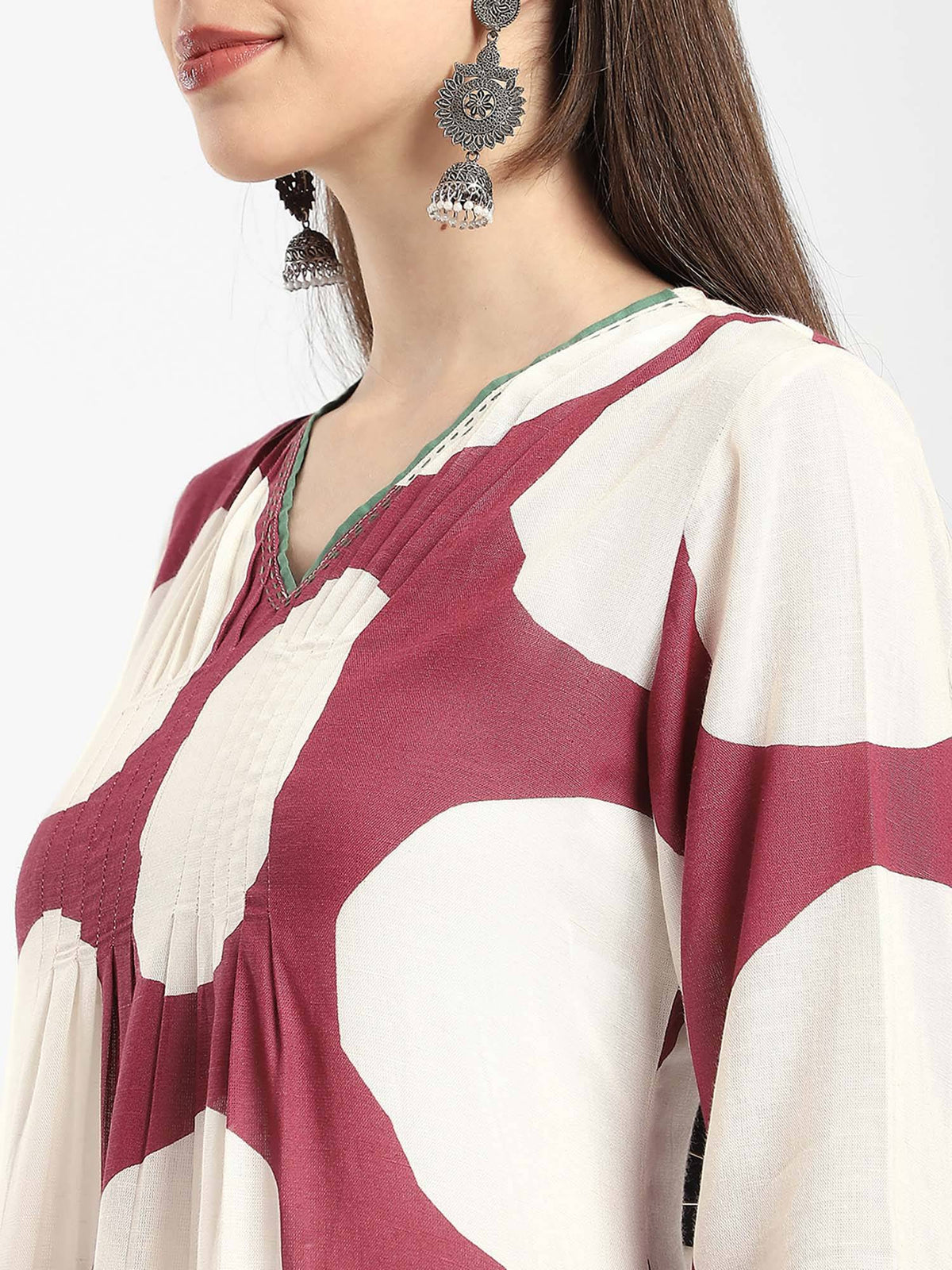 Maroon Rayon Flex A-Line Printed Kurta | U3S - view 3