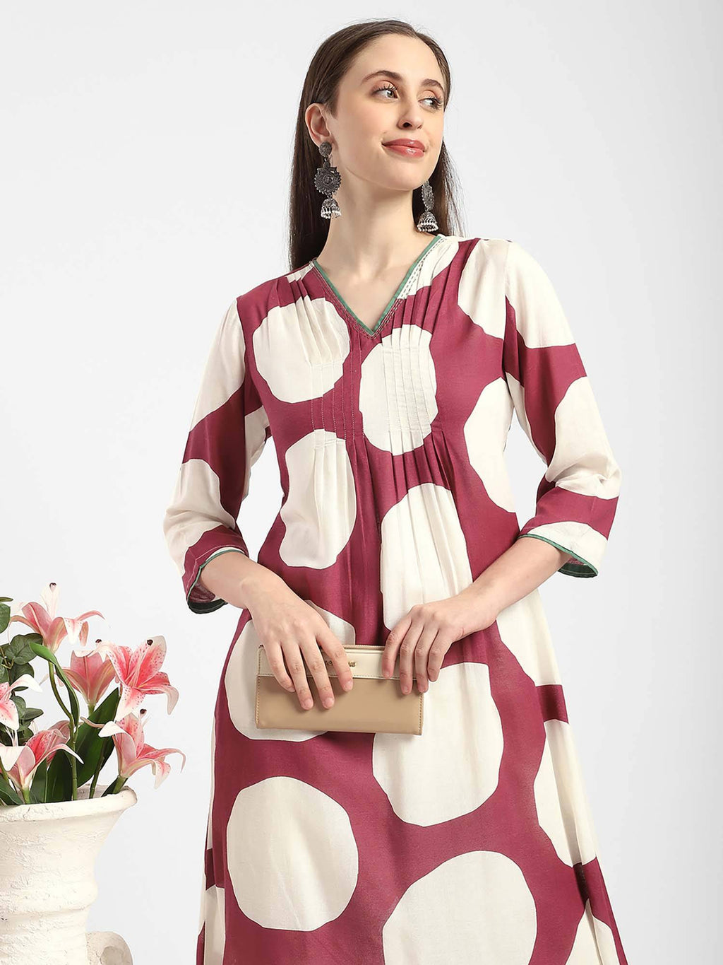 Maroon Rayon Flex A-Line Printed Kurta | U3S - view 4