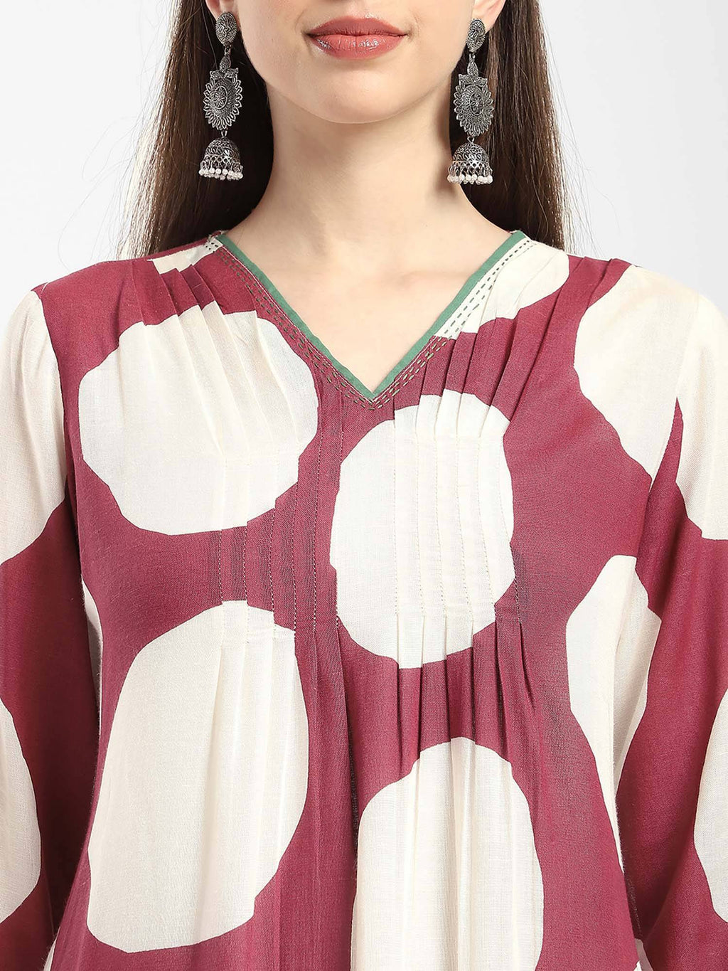 Maroon Rayon Flex A-Line Printed Kurta | U3S - view 5