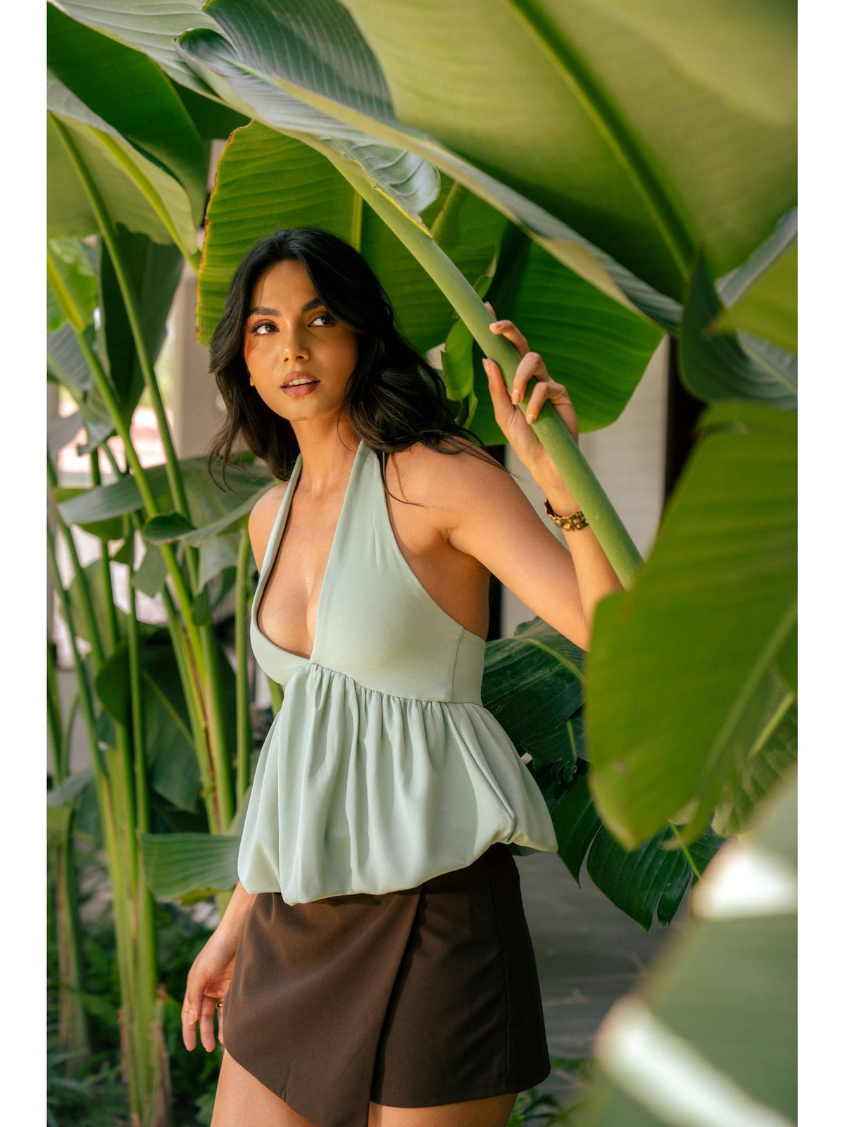 Green Balloon Hem Top | HT67 - view 1