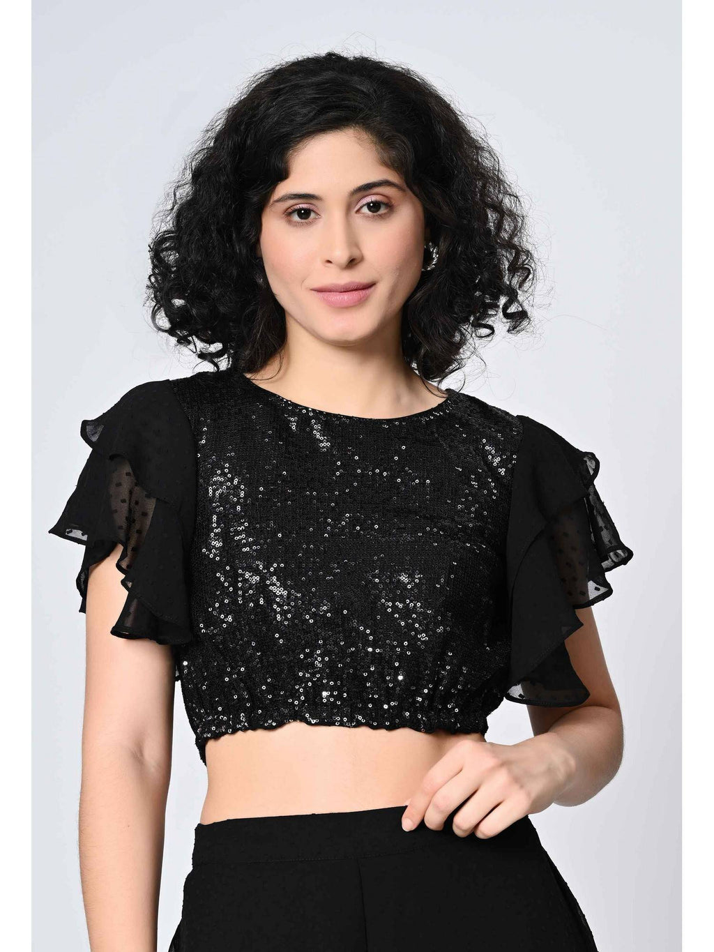 Black Embellished Top | CT61 - view 1