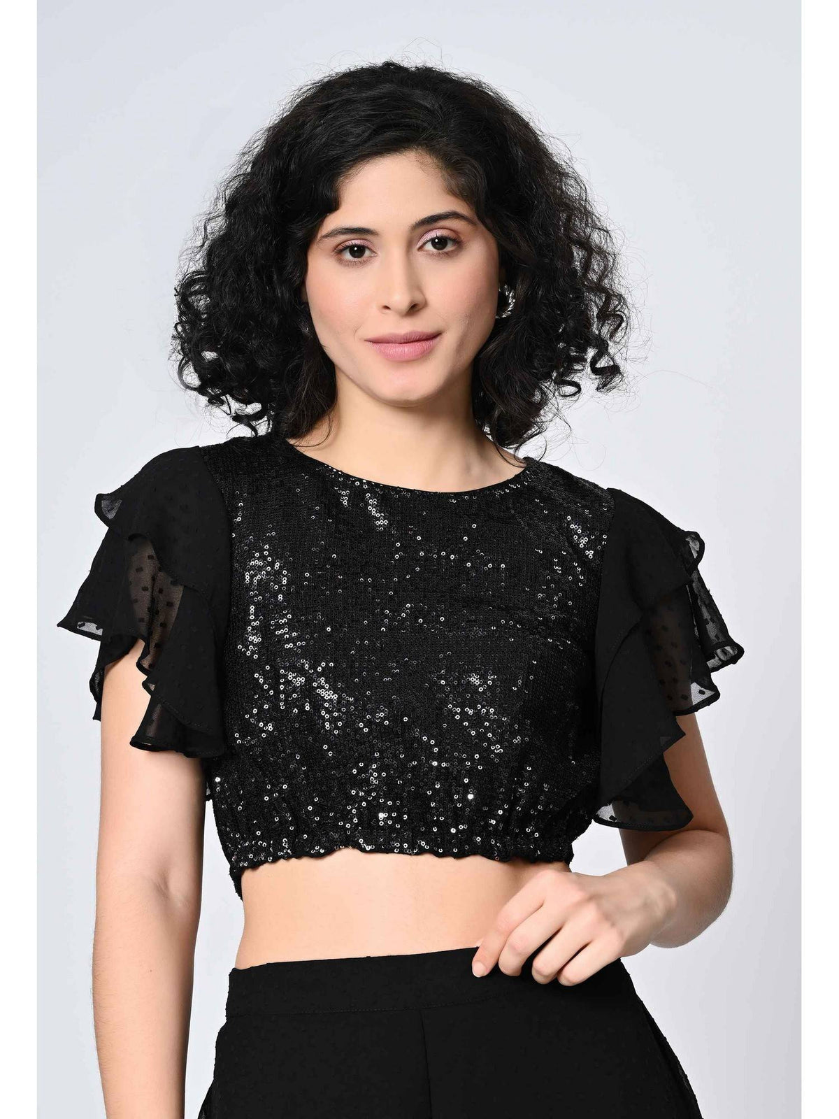Black Embellished Top | CT61 - view 1