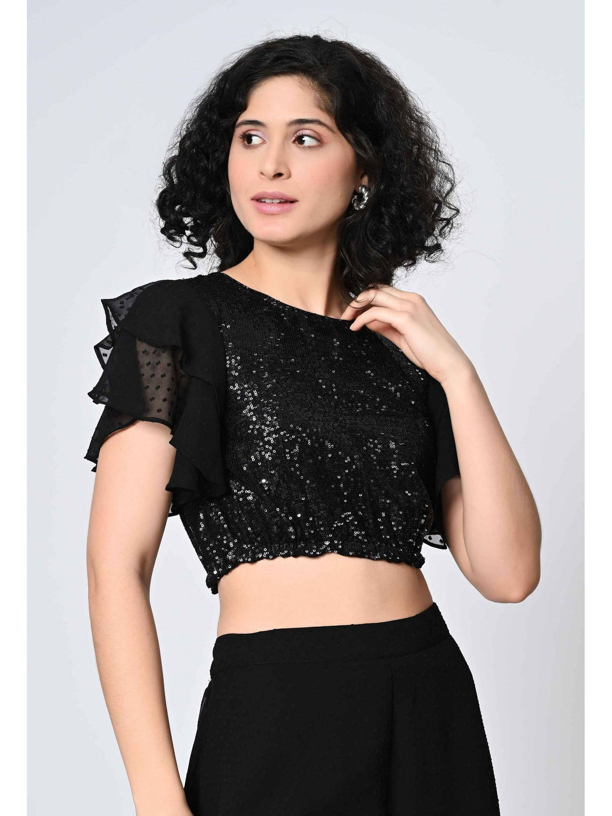 Black Embellished Top | CT61 - view 4