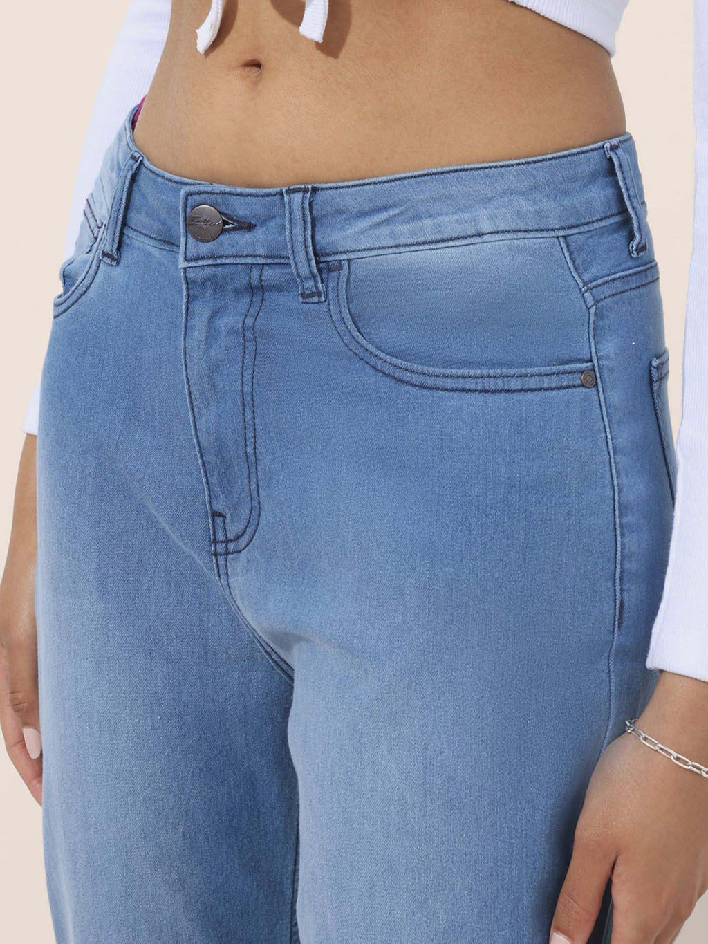 Women Straight Fit Solid Mid-Rise Jeans | ST23 - view 5