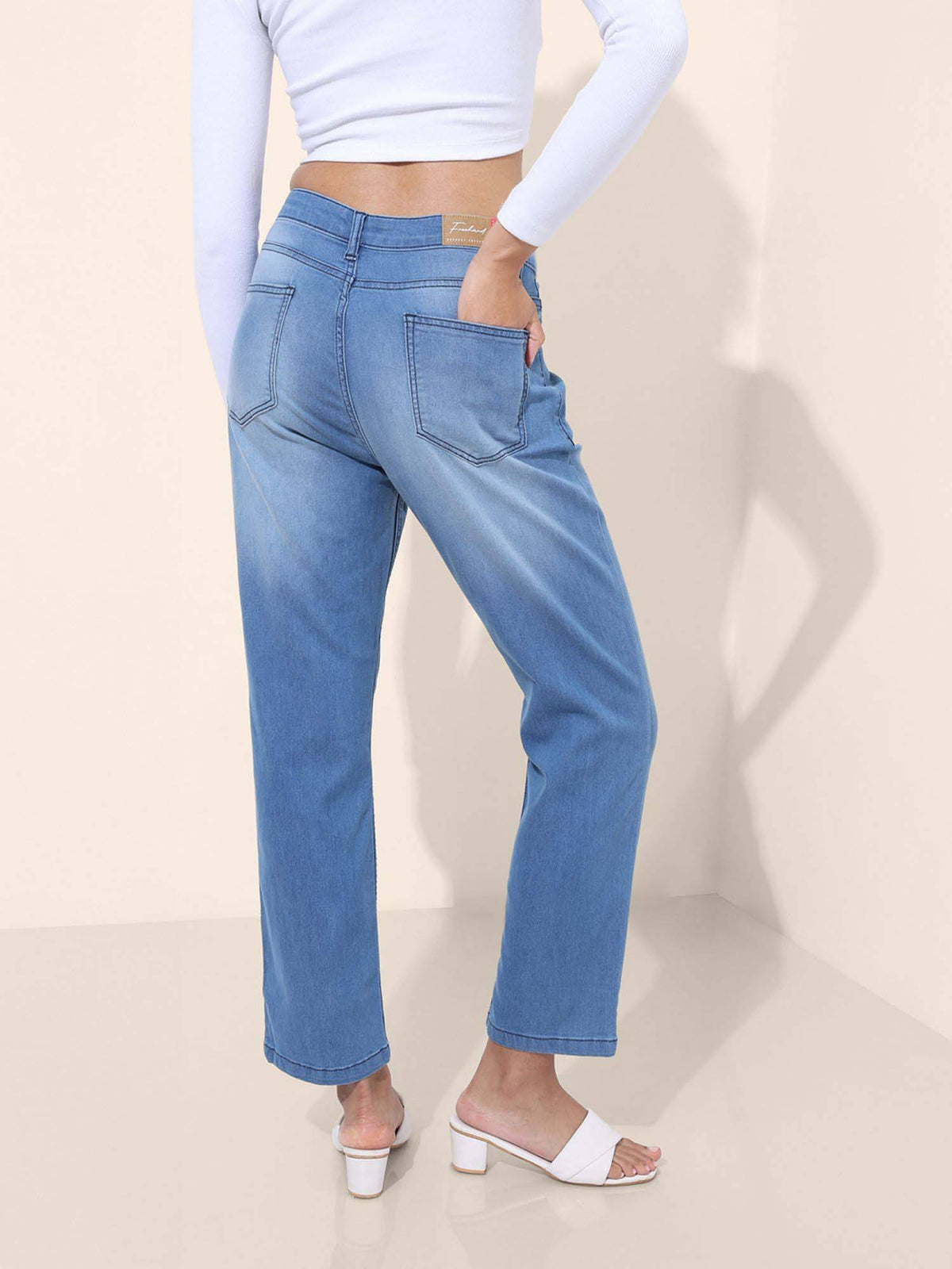 Women Straight Fit Solid Mid-Rise Jeans | ST23 - view 6