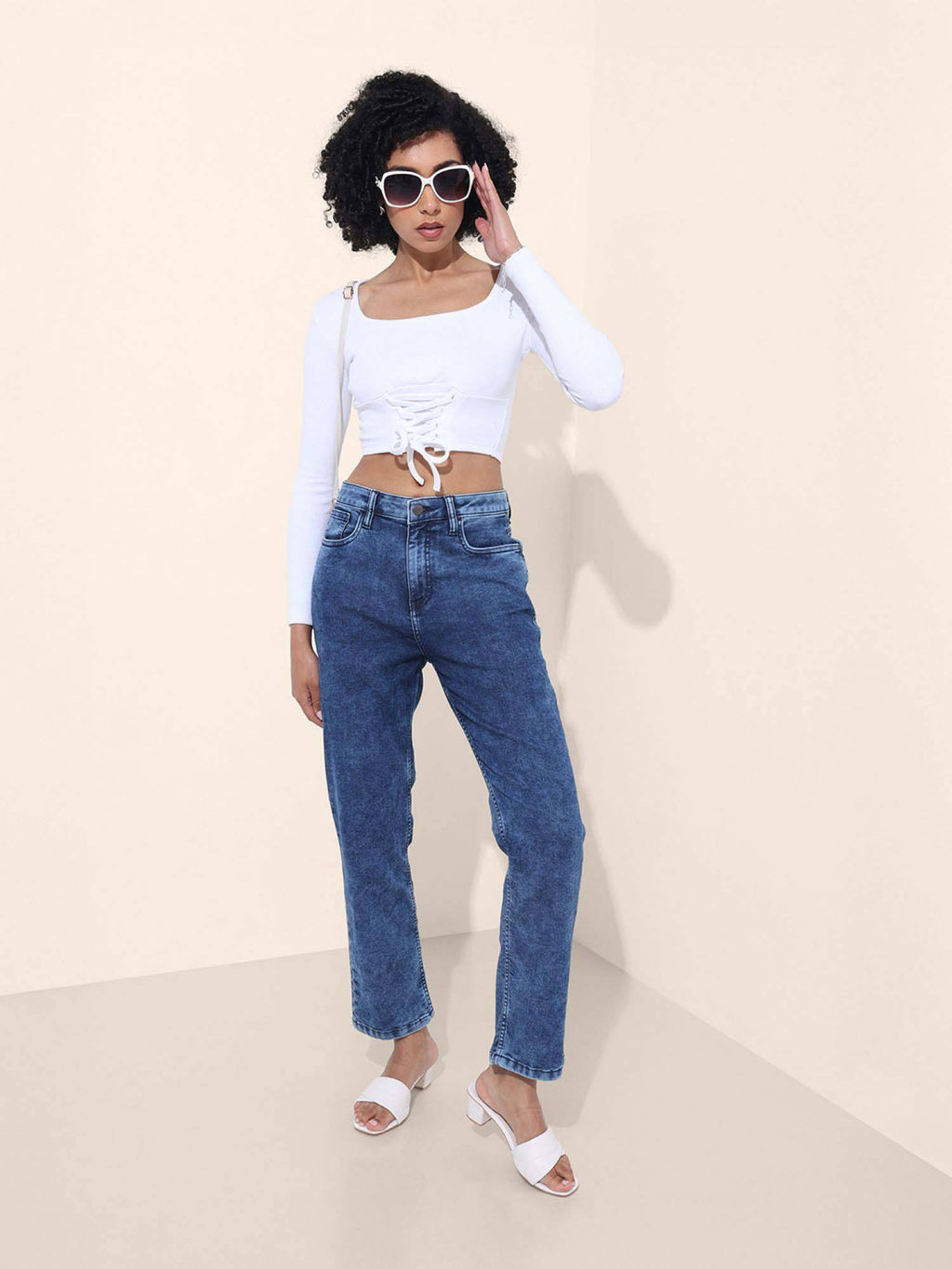 Women Straight Fit Solid Mid-Rise Jeans | ST23 - view 2