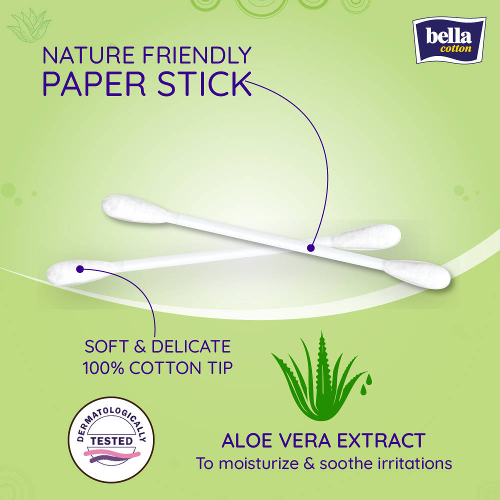 Cotton Buds with Paper Stick, Soft and Gentle, 100% Cotton, With Aloe Vera Extract | T32 - view 4