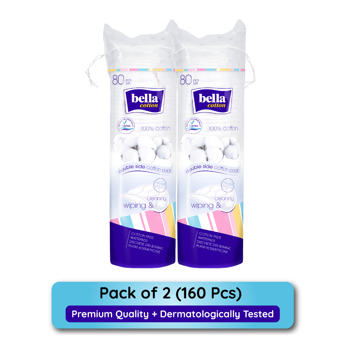 Cotton Pads,100% Cotton, Double Sided,Skin Cleaning ,Nail Polish Removal - Pack of 2 | T32 - view 1