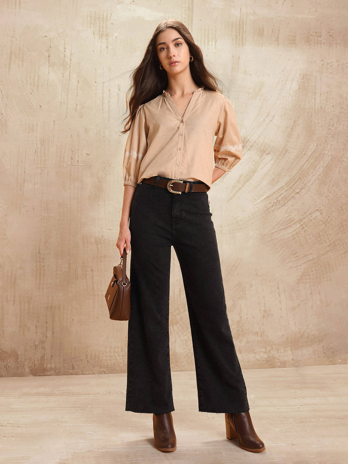 High Rise Wide Leg Jeans Grey | WL90 - view 3