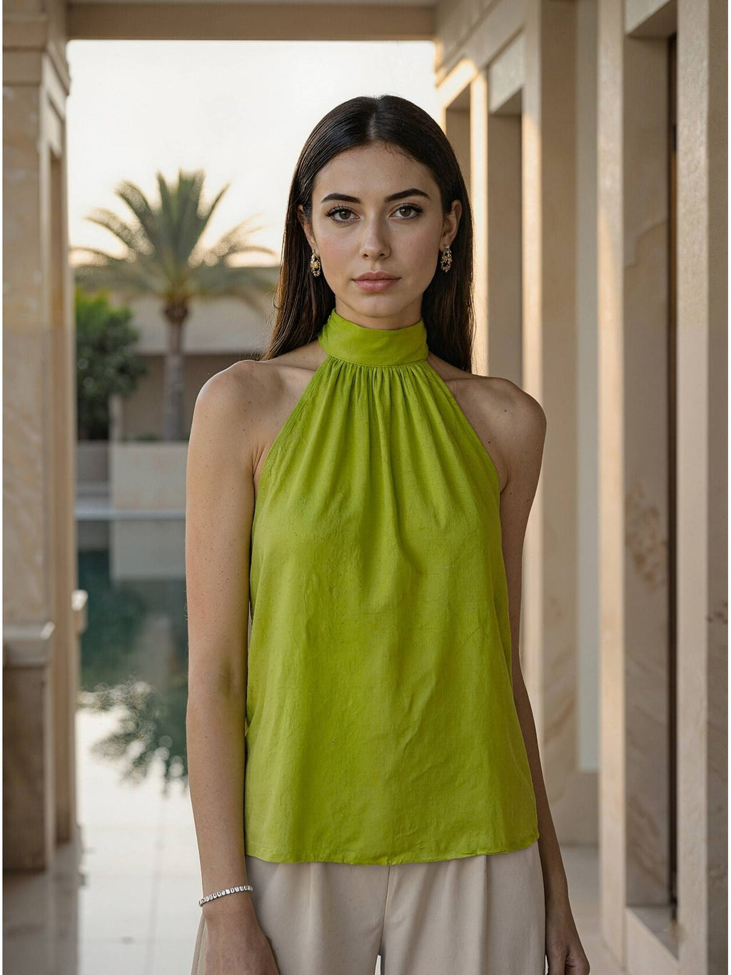 Green Halter Neck Top | HT67 - view 1