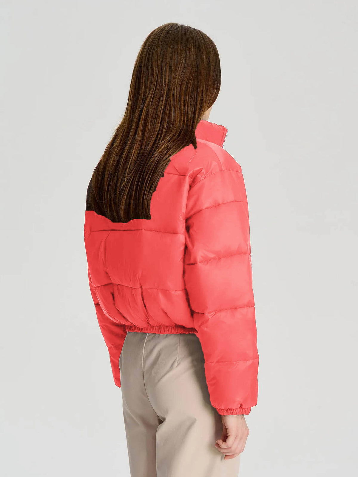 Women White Full Sleeve Solid Puffer Jacket | JC78 - view 7