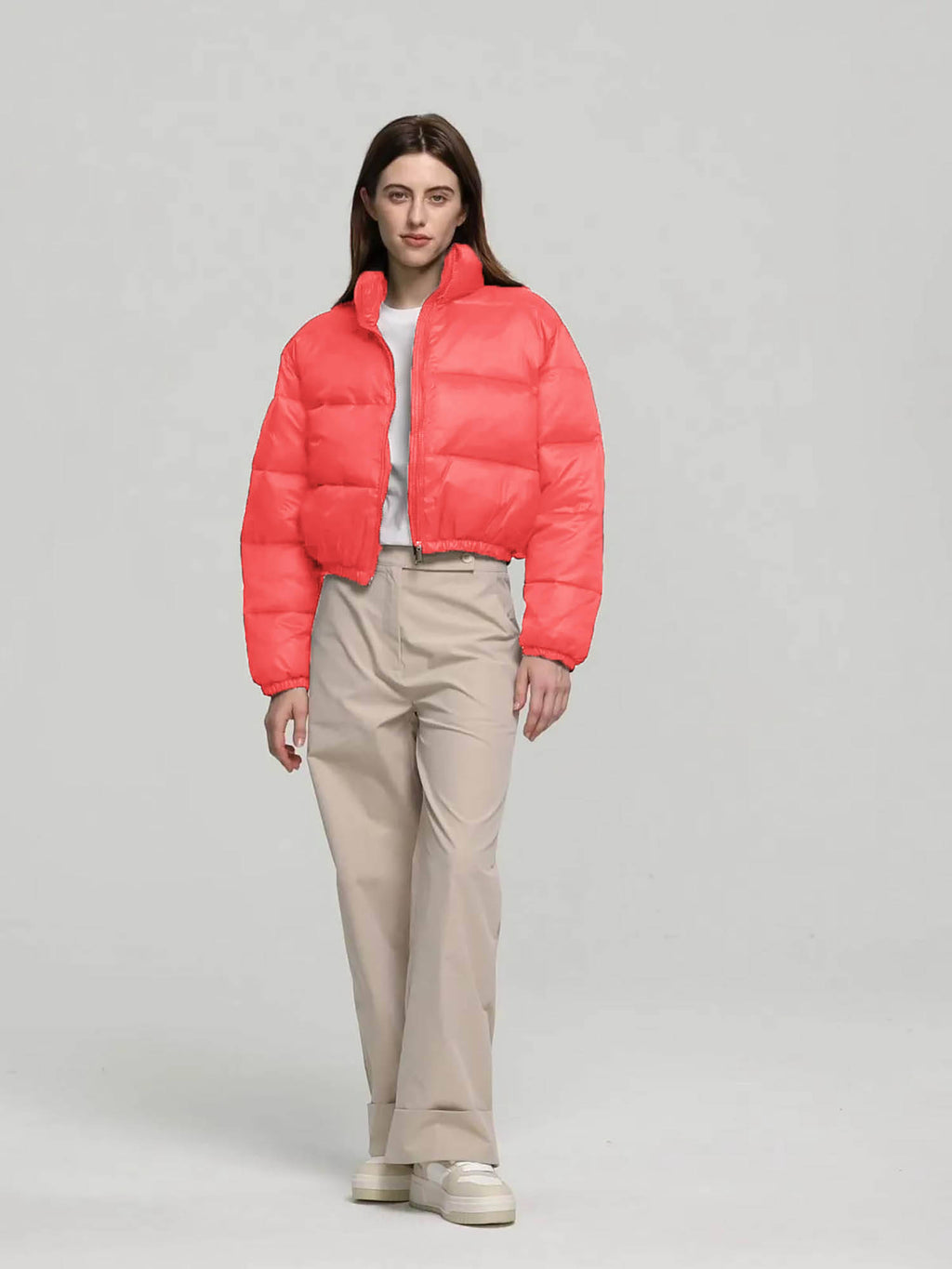 Women White Full Sleeve Solid Puffer Jacket | JC78 - view 8