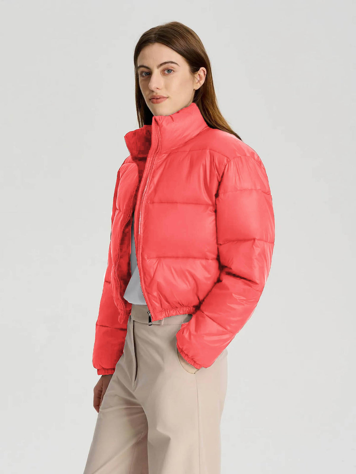 Women White Full Sleeve Solid Puffer Jacket | JC78 - view 9
