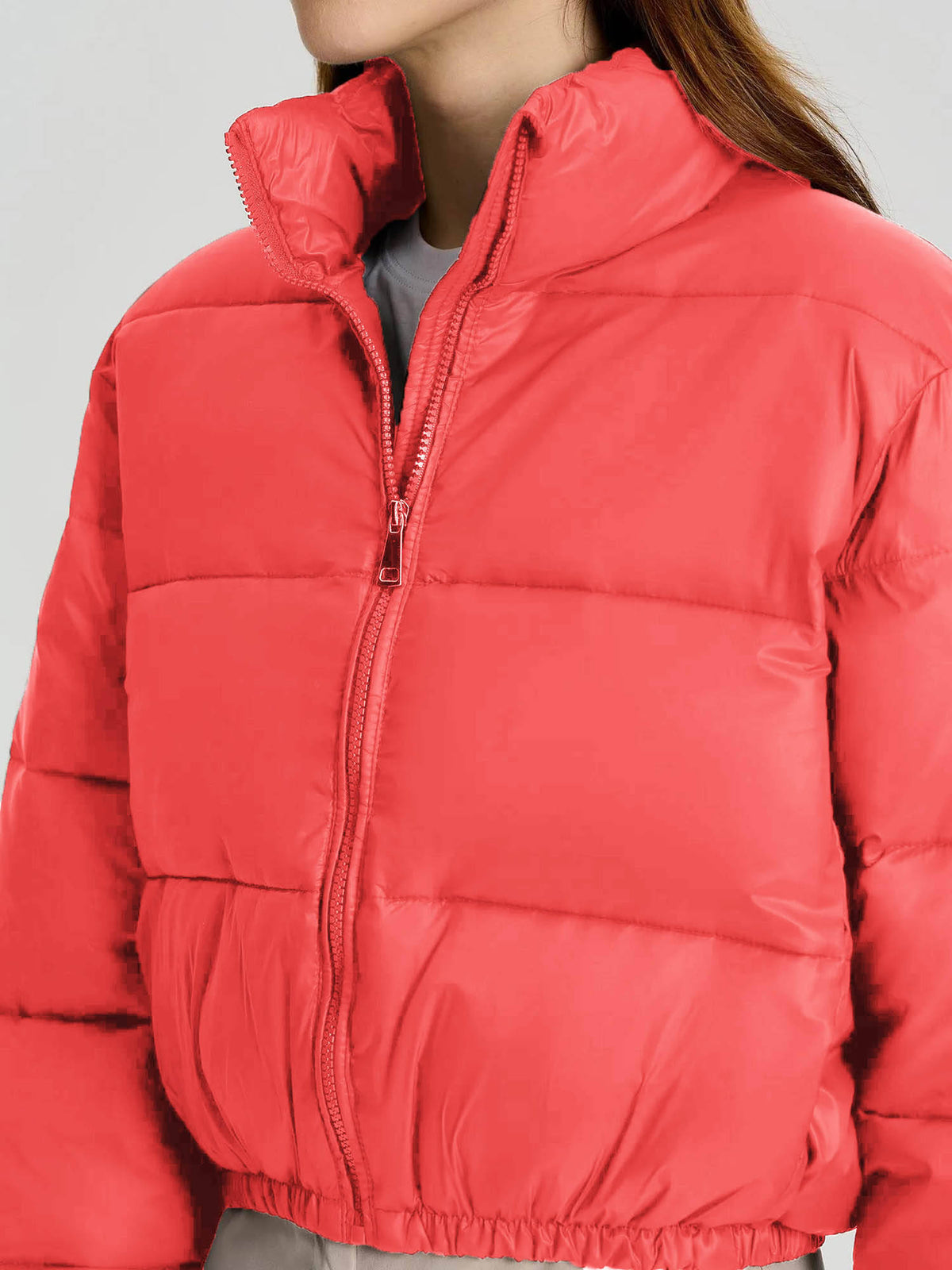 Women White Full Sleeve Solid Puffer Jacket | JC78 - view 10