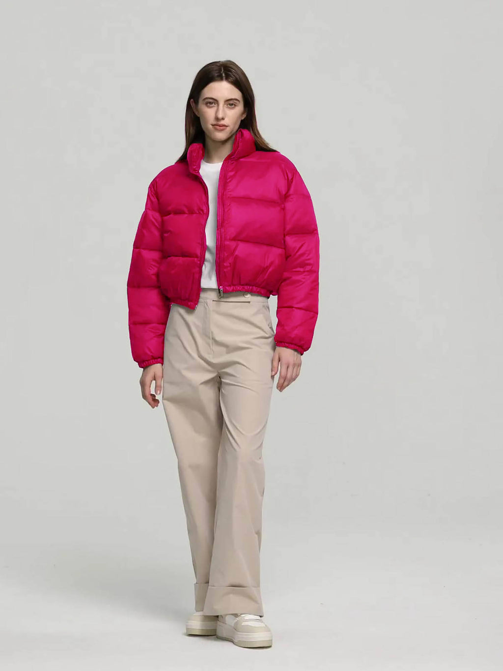 Women White Full Sleeve Solid Puffer Jacket | JC78 - view 34