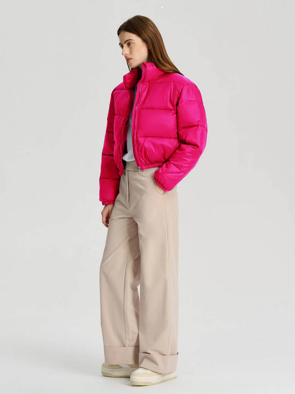 Women White Full Sleeve Solid Puffer Jacket | JC78 - view 36