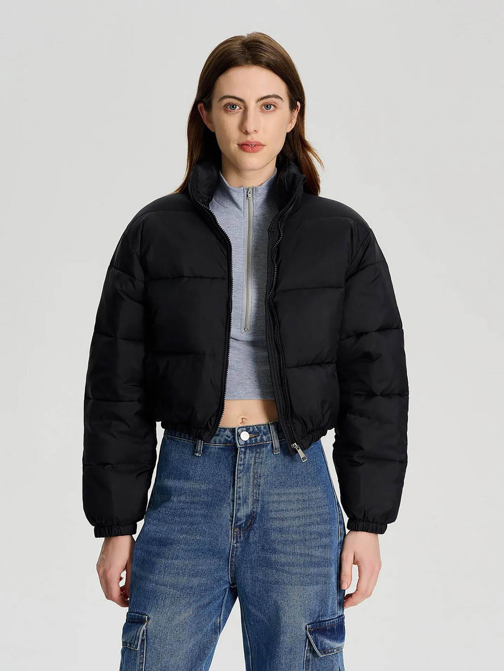 Women White Full Sleeve Solid Puffer Jacket | JC78 - view 12
